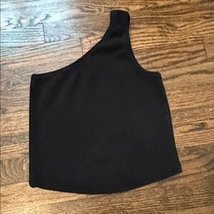 perfectwhitetee Black Ribbed one shoulder tank